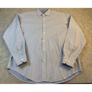 Hart Schaffner Marx Mens Blue Houndstooth Long Sleeve Button Down Size L**NWOT